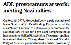 ADL provocateurs at work: inciting Nazi rallies Suppleme