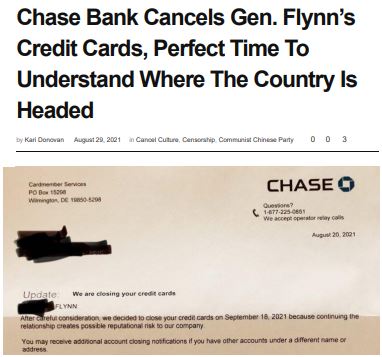 PDF: "Chase Bank Cancels Gen. Flynn's Credit Cards, Perfect Tim