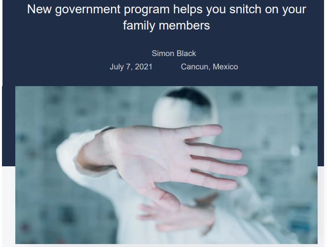 Article: "New government program helps you snitch on