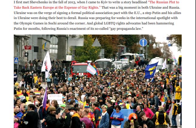 https://twpter.com/users/phoneguy/feed/2022-0611-1127-5736-f-phoneguy.pdf -   PDF: The Fight for Ukraine Is Also a Fight for LGBTQ Rights _Vanity Fair            If anyone remembers the "Cold War" against #Russia / the USSR (1947-1991) you will recall that that conflict was ideological, political, and religious to some extent.             It was Democracy and Free Market Capitalism and Theism / freedom of religion against the Godless, Communist, Command Economy.            We in the west and particularly in the United States felt that we had the moral high-ground with our political system which afforded us freedom of speech and of religion and a thriving suburban middle class, in stark contrast to the poor, oppressed apartment dwellers in the USSR forced to stand in lines to buy staples such as underwear and eggs and worship Lenin & Marx.            Question: In this new cold war with Russia, which now is arguably more capitalistic than the United States, what could we possibly offer the people of #Ukraine to compel them to fight re-unification with Russia?            Answer: #LGBT rights!            The West, has truly little to offer anymore. #ArchivePDF       #Ukraine       