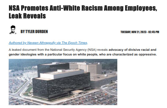 NSA Promotes Anti-White Racism Among Employees, Leak Reveals _ ZeroH