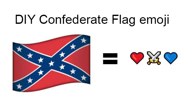 ﻿ PDF: ❤️⚔️💙 Confederate Flag emoji · Issue No. 115 · Crissov_unicode