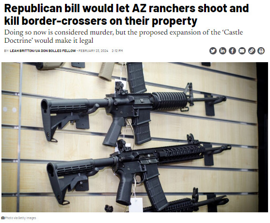 Republican bill would let AZ ranchers shoot and kill border-crossers